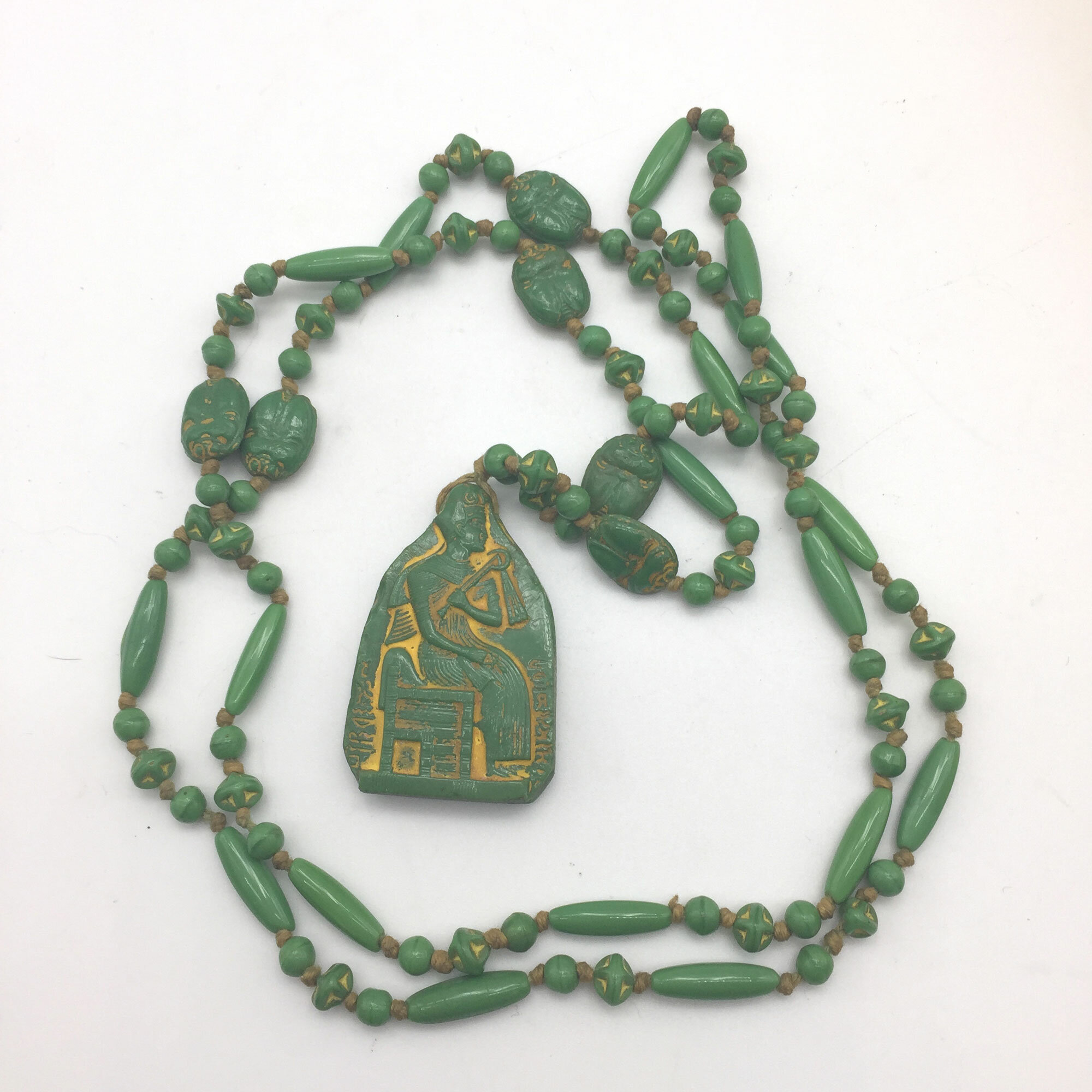 Art Deco Egyptian Revival Long Necklace attr. Neiger Brothers | Barnebys
