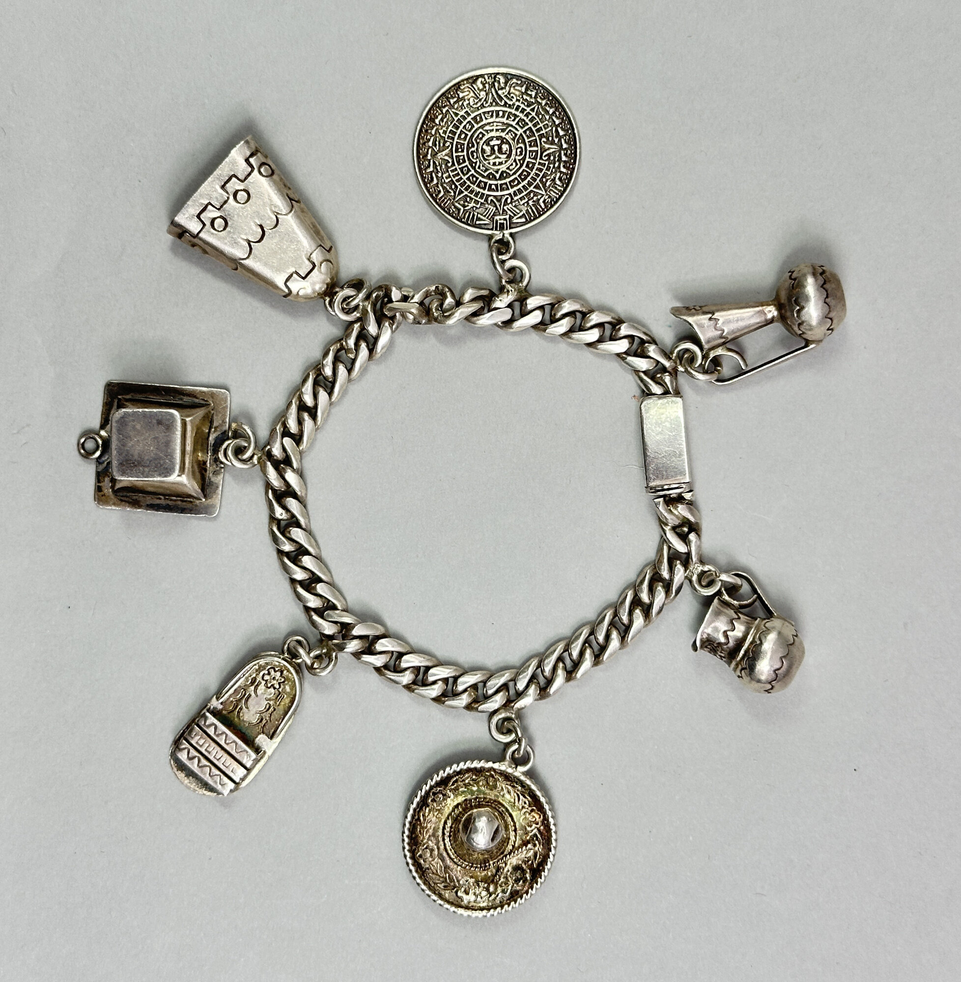 Mexican Sterling Charm Bracelet, Castelan